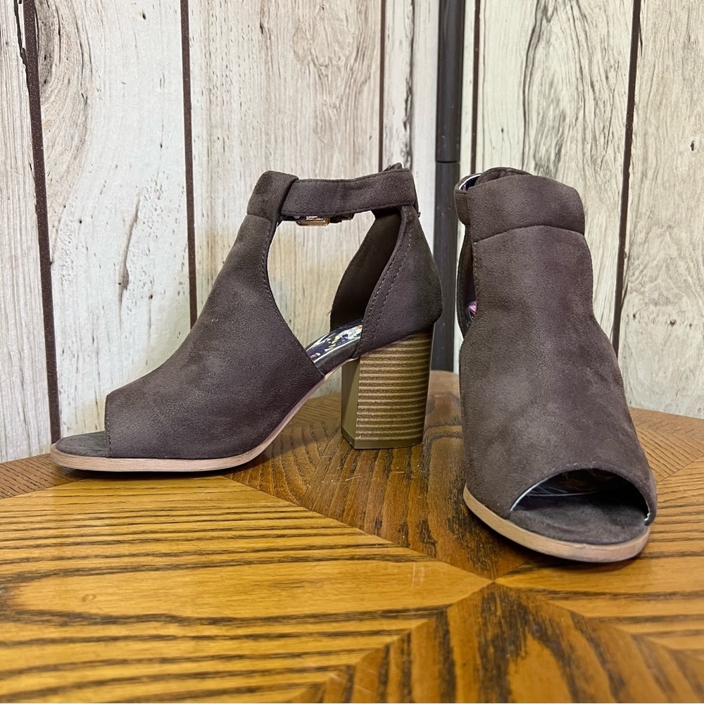 Christian Lacroix Peep Toe Brown Suede Booties | Women's Size 7.5 ๐ขโจ - Picture 2 of 11